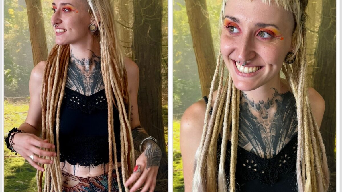 Resultat dreadlocks naturelles blondes transformation du synthétiques au naturel.