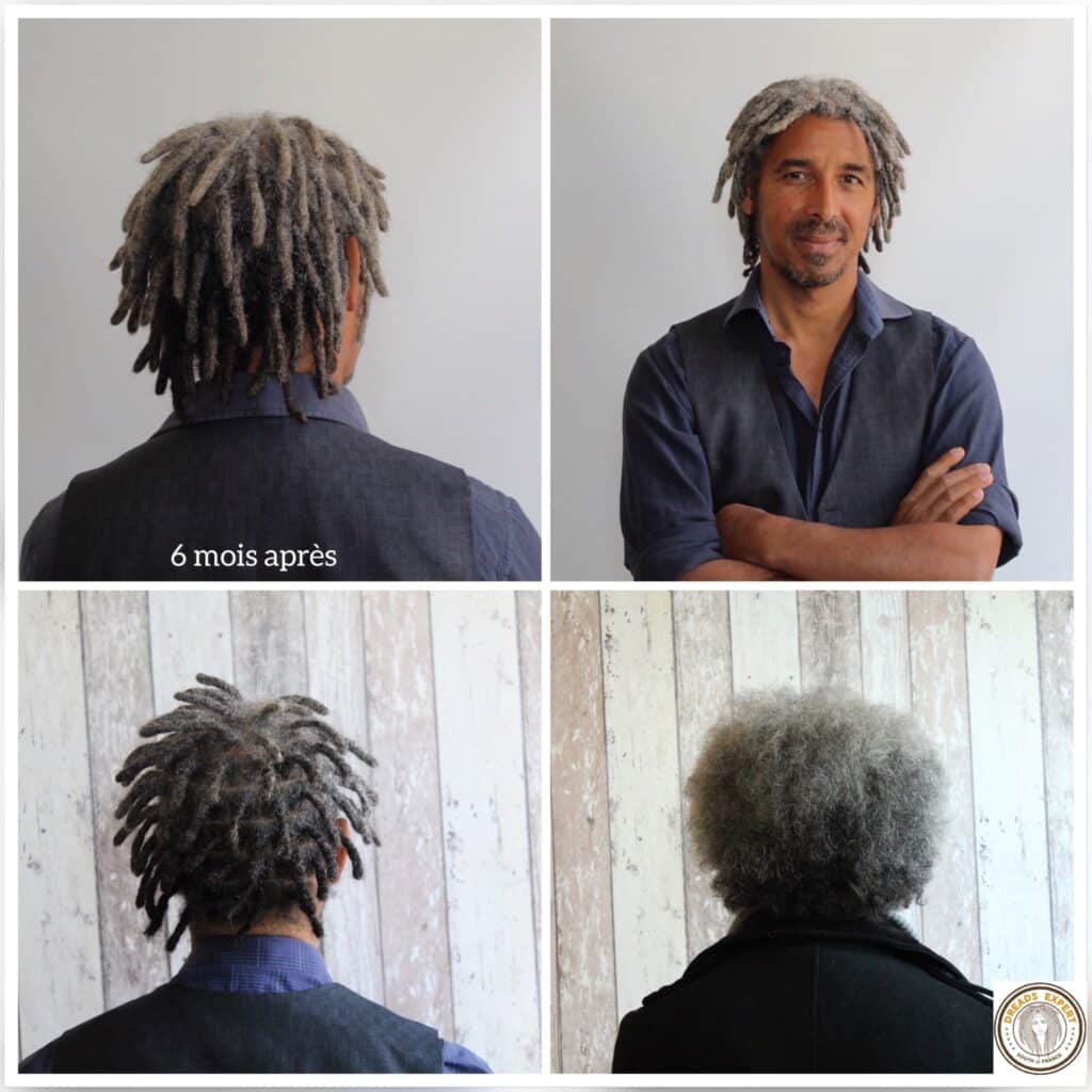 Création de dreads naturelles poivre et sel homme Dreads Expert