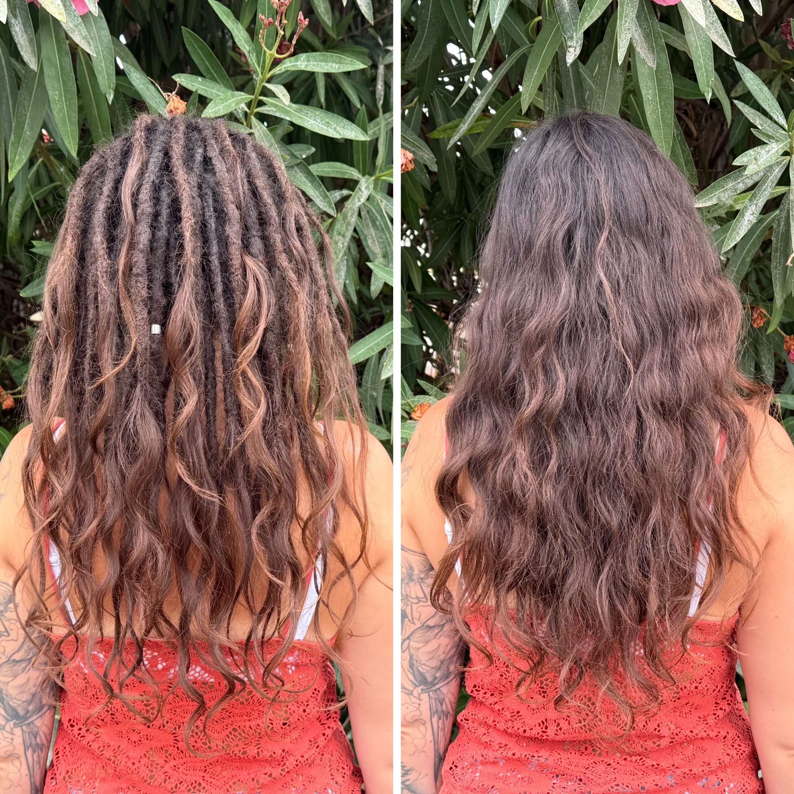 Une création de dreadlocks naturelles premium pour femme cheveux longs by Dreads Expert.